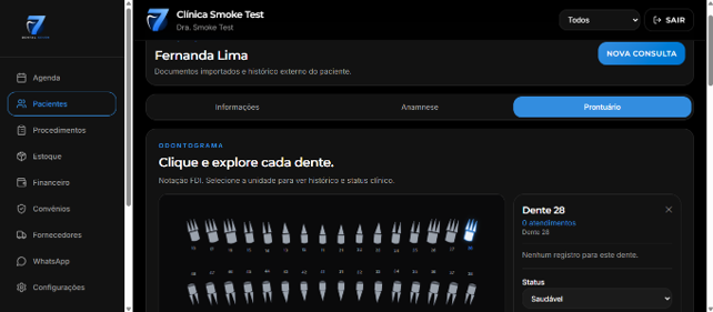 Prontuário com odontograma 2D no Dental Seven